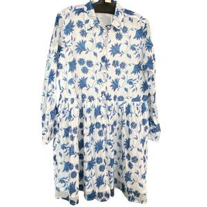 O Oliphant Long Sleeve Shirt Mini Dress Marion Blue